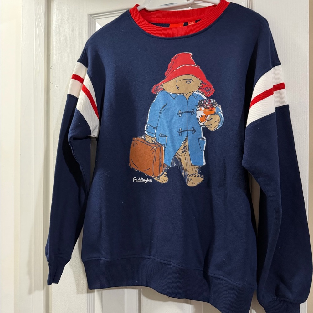 Paddington Bear Navy Graphic Crewneck Sweater - Red & White Trim XXS NWT